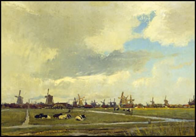 Gezicht op Westzijderveld, Hendrik Willebrord Jansen, Zaans Museum