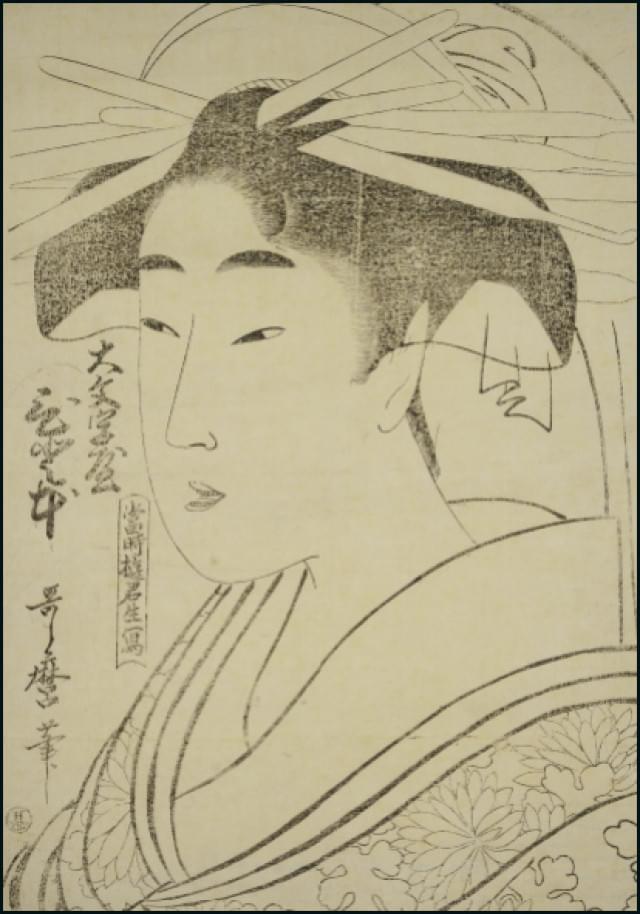 De courisane Hitomoto van het huis Daimonjiya, Museum Volkenkunde
